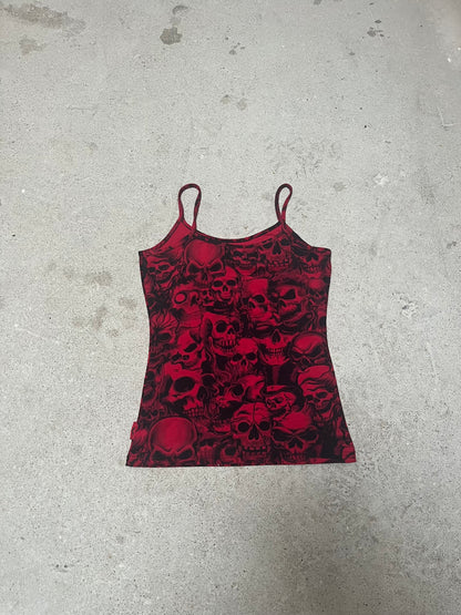 RED SKULL VELVET TANK TOP