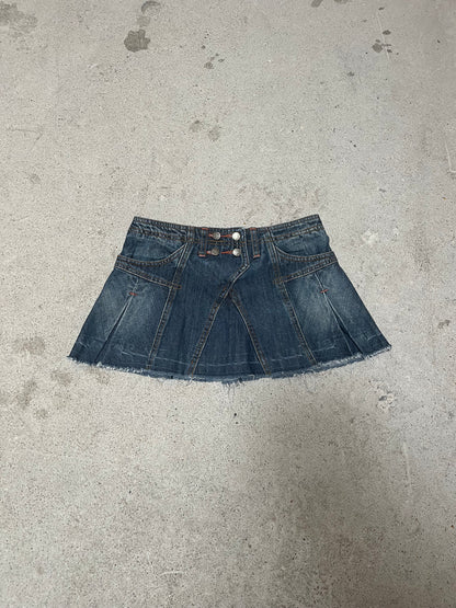 MINI JEAN PLEATED SKIRT