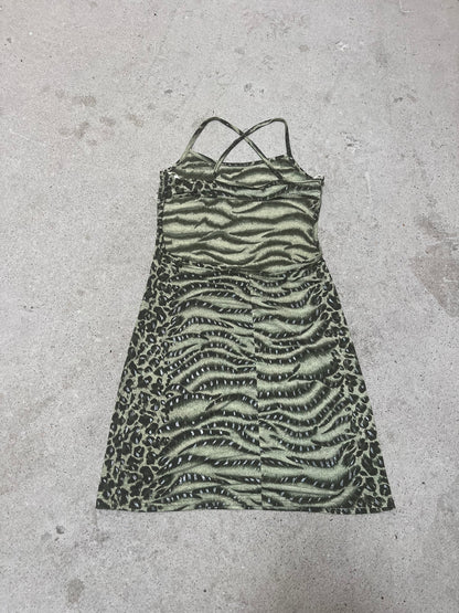 BACKLESS ANIMAL PRINT DRESS