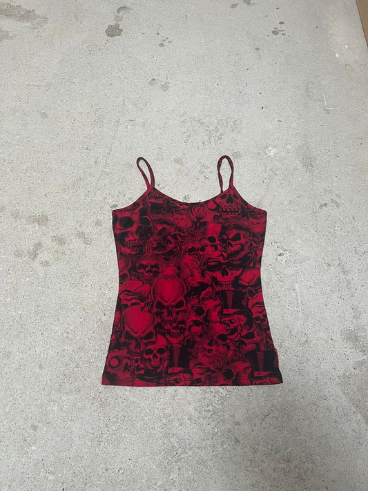 RED SKULL VELVET TANK TOP